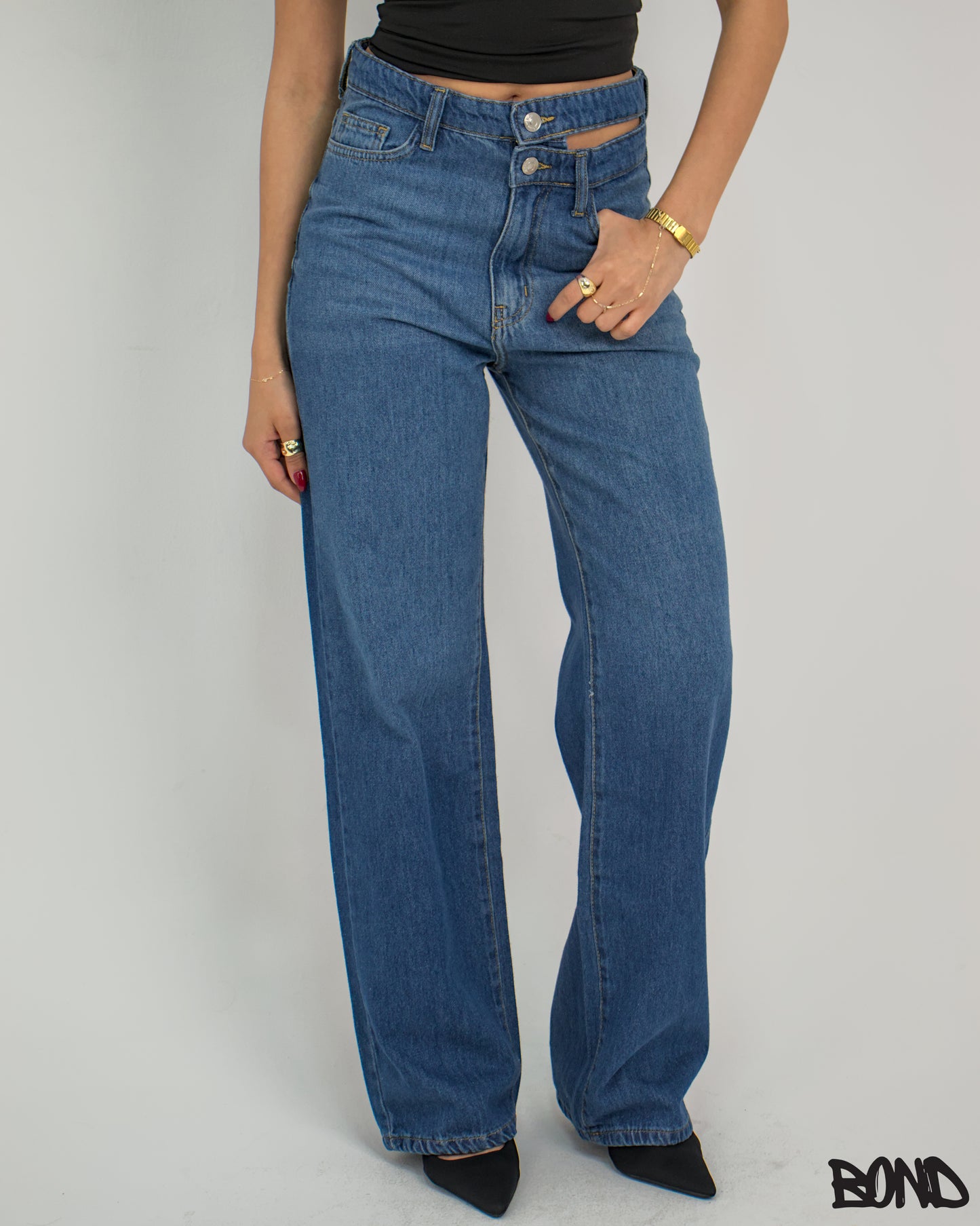 Double Waist Denim - Dark blue