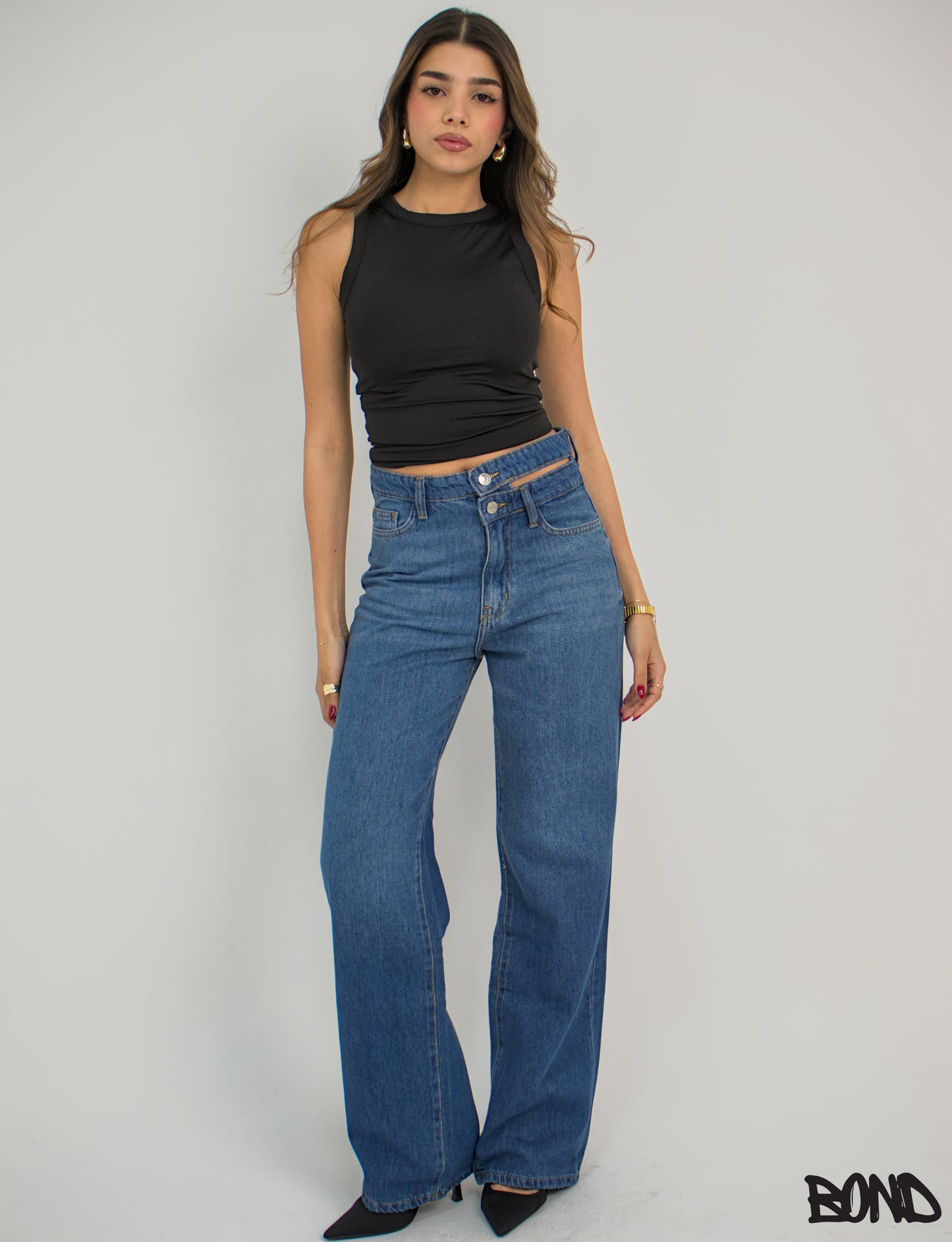 Double Waist Denim - Dark blue