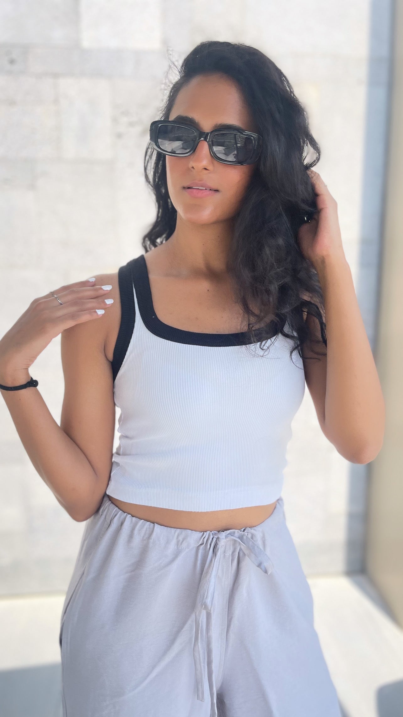 White x Black Basic Top