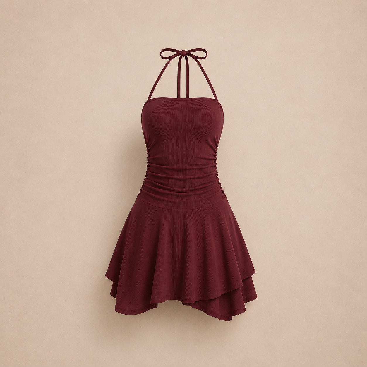 Halter Neck Dress- Maroon