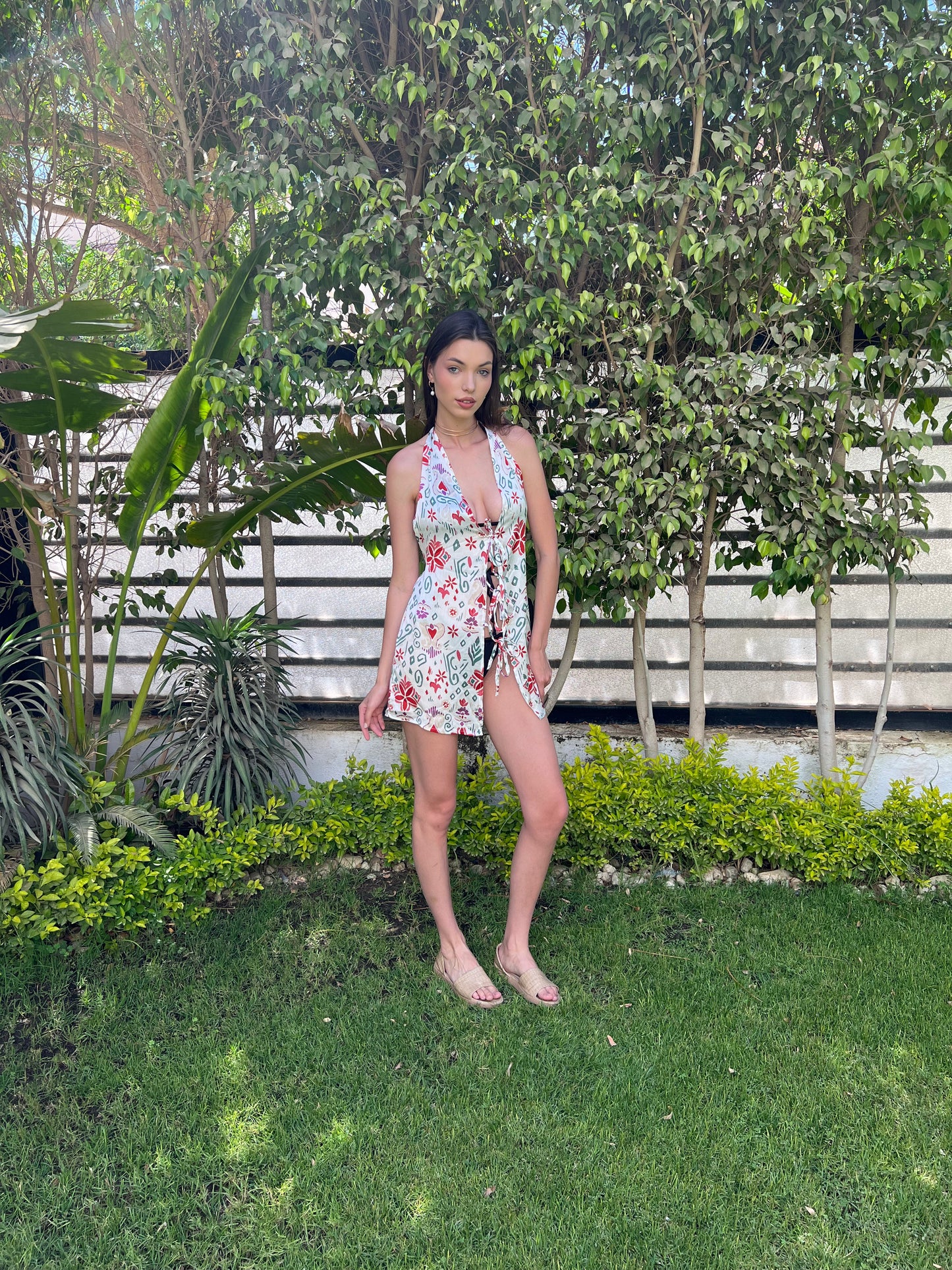 Bow Ties Patterned Dress