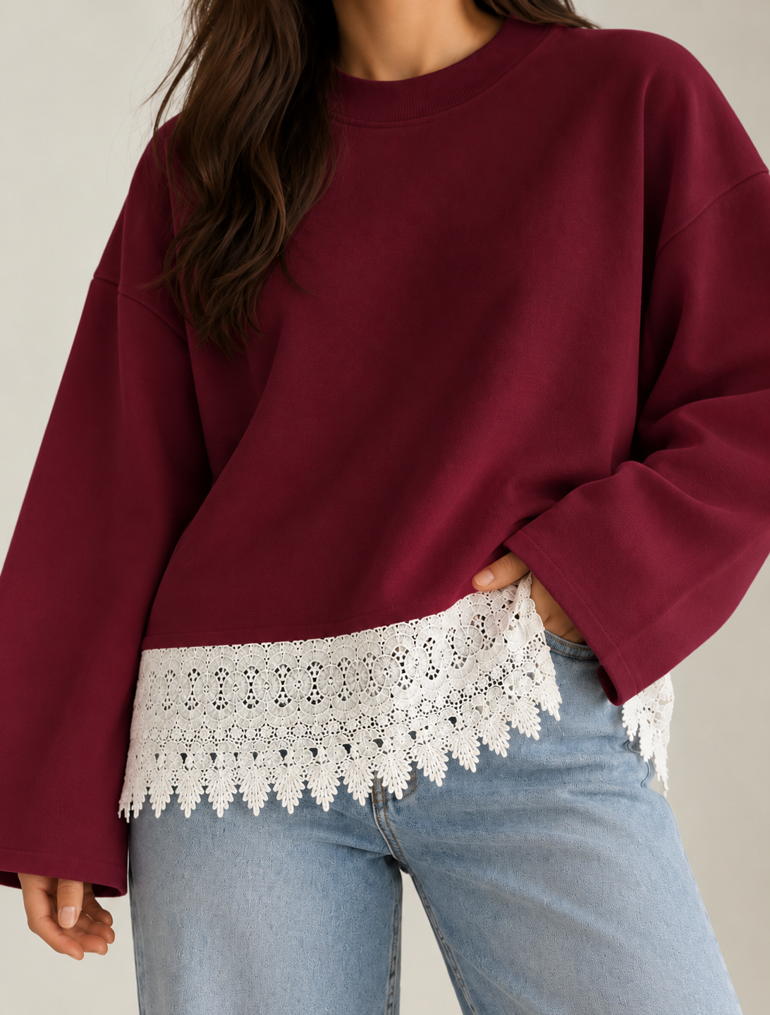 The Lace pull - Burgundy