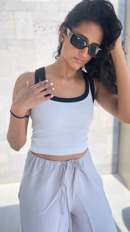 White x Black Basic Top