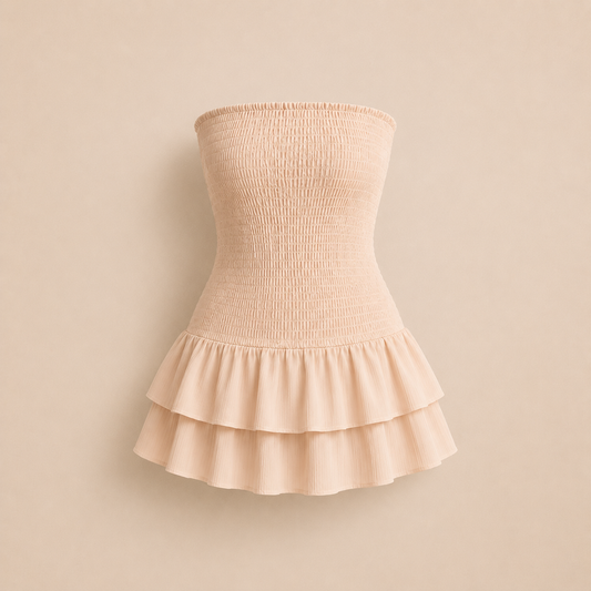 Ruffle Dress - Beige