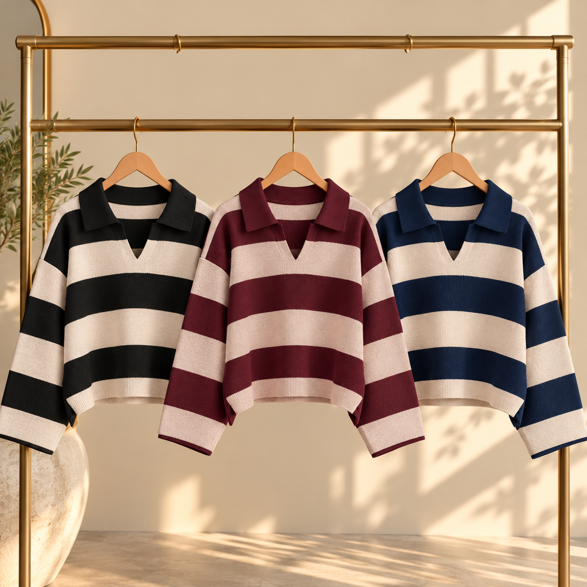 The Stripe - Burgundy*Powder Pink