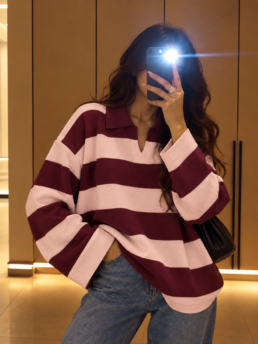 The Stripe - Burgundy*Powder Pink