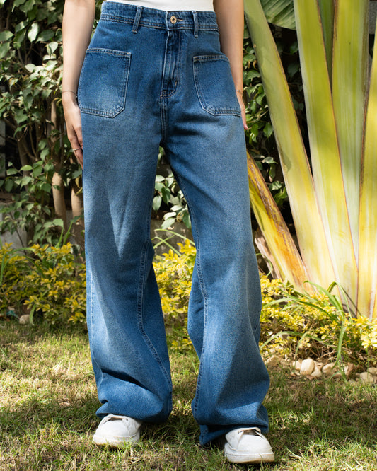 Front pocket Denim - Washed blue