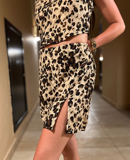 Cheetah Slit Skirt